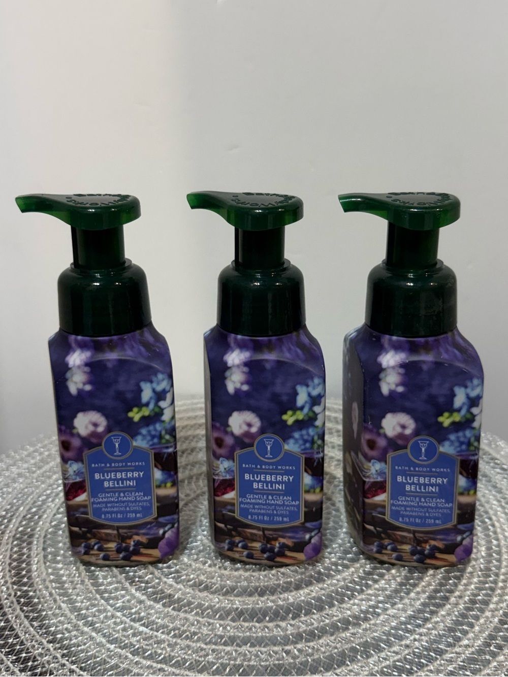 BBW Blueberry Bellini Foaming Hand Soap Set of 3 NWT